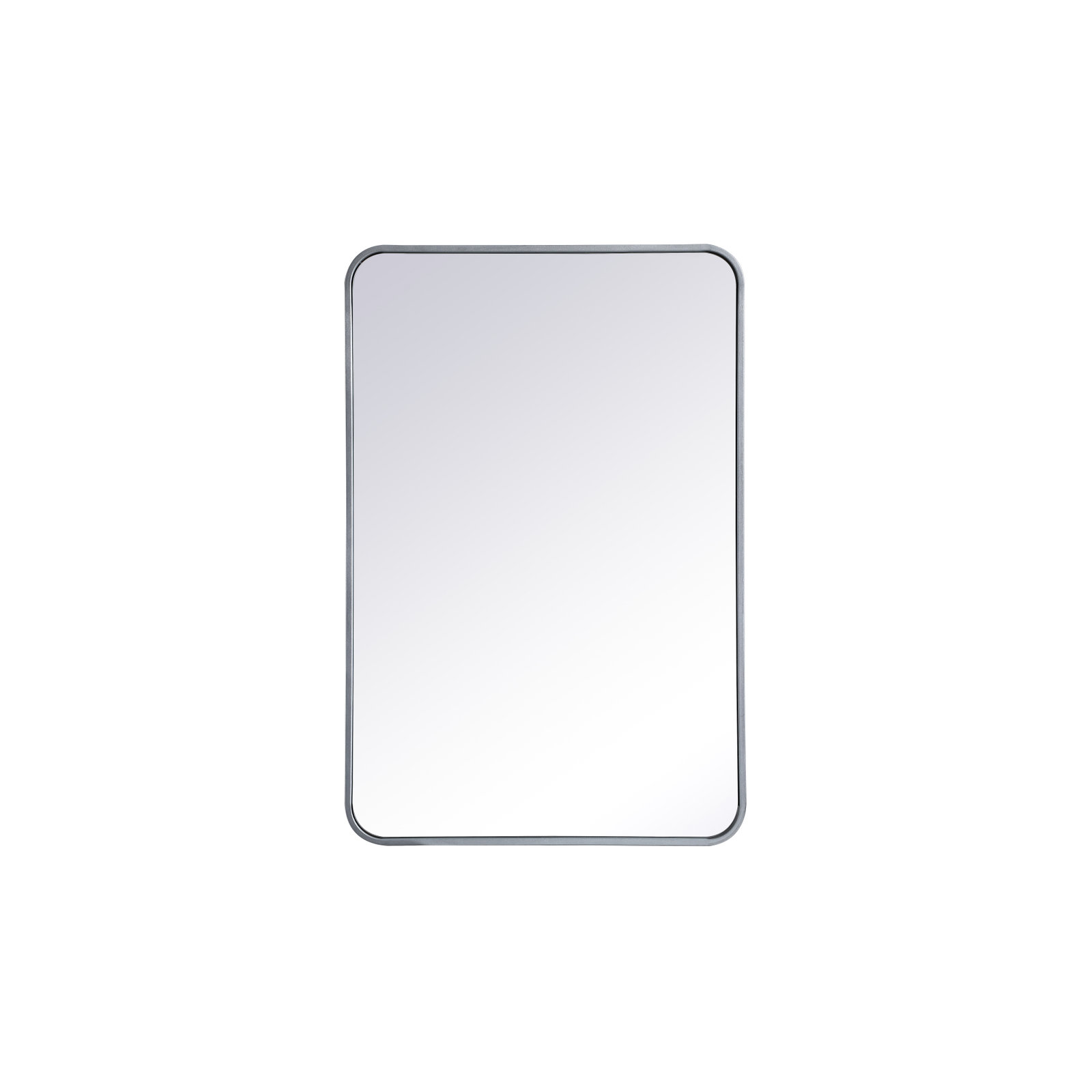 Sabine Metal Rounded Rectangle Wall Mirror, Silver, 36" x 24"