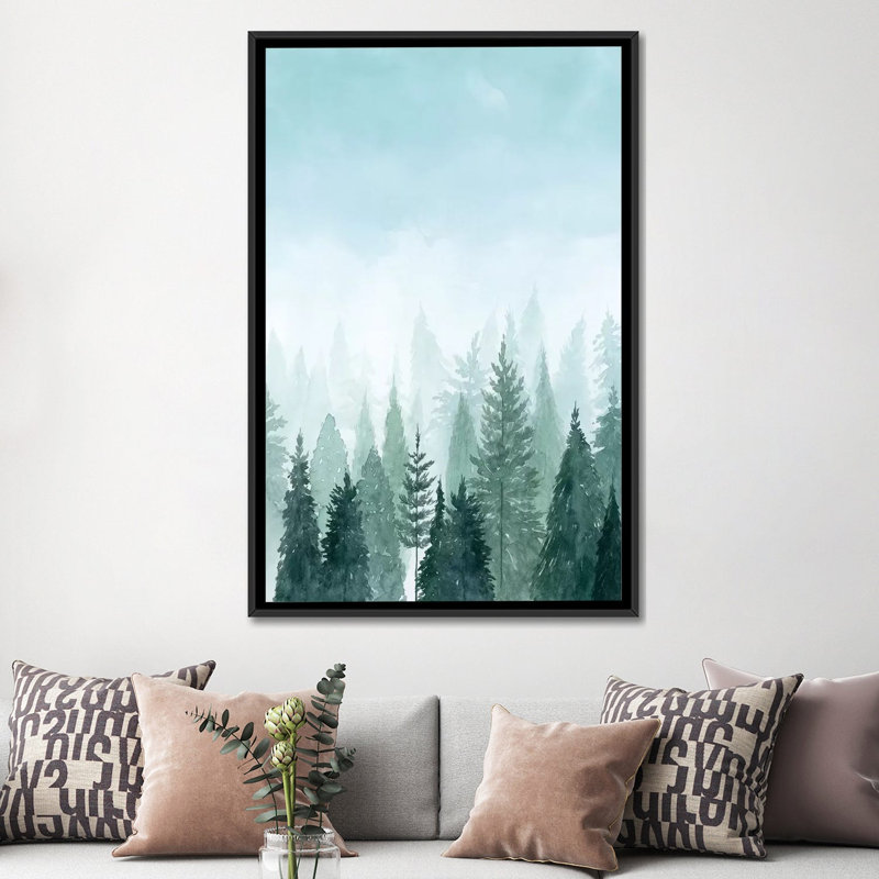 «Into the Trees II», reproduction sur toile, H 60 po x l 40po x P 1,5 po, Toile avec cadre flottant noir, Pas de tapis