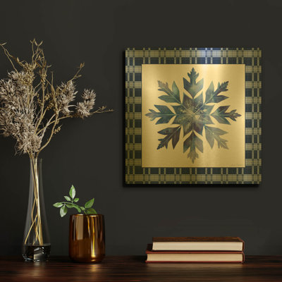 «Blue Snowflake Christmas A» par Jean Plout, art mural en métal doré, 12 po x 12 po