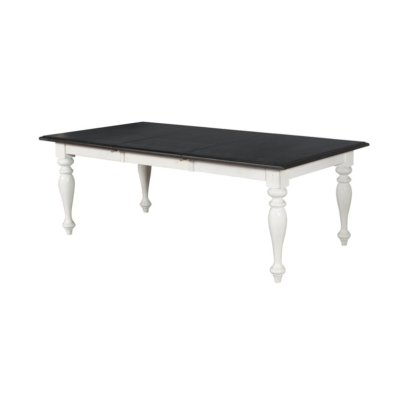 Table de salle à manger extensible Villepinte, Brun foncé, Blanc