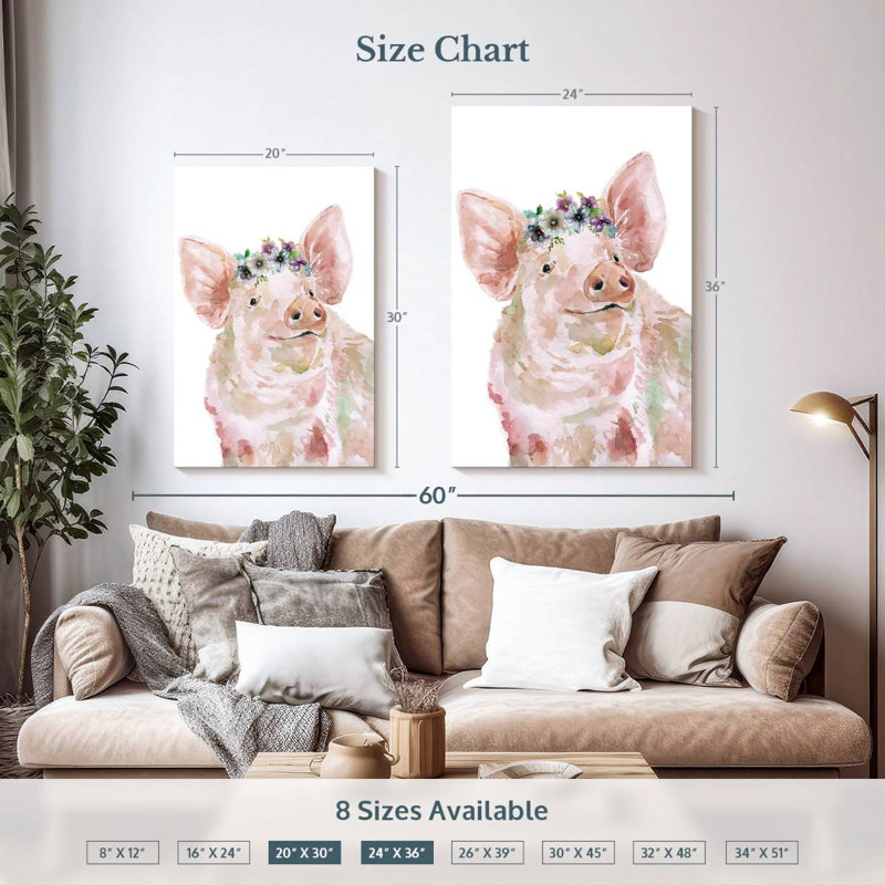 Brampt Flower Crown Pig, 36" H x 24" W