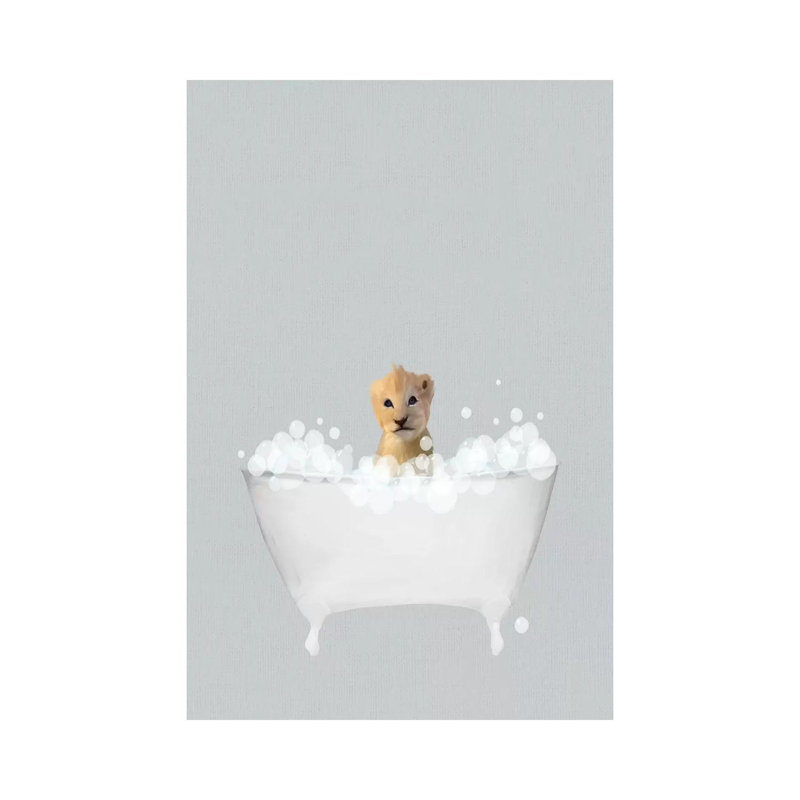 Lion Blue Bath by Leah Straatsma - Wrapped Canvas Print, 66.04 cm H x 45.72 cm W x 1.91 cm D