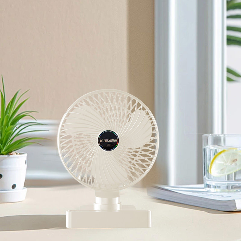 Ventilateur de table kbndieu, ventilateur de bureau à pile rechargeable avec DEL, ventilateur de table silencieux pour la maison, inclinaison à 180 °, 3 réglages de vitesse, ventilateur portatif pour le bureau, la cuisine