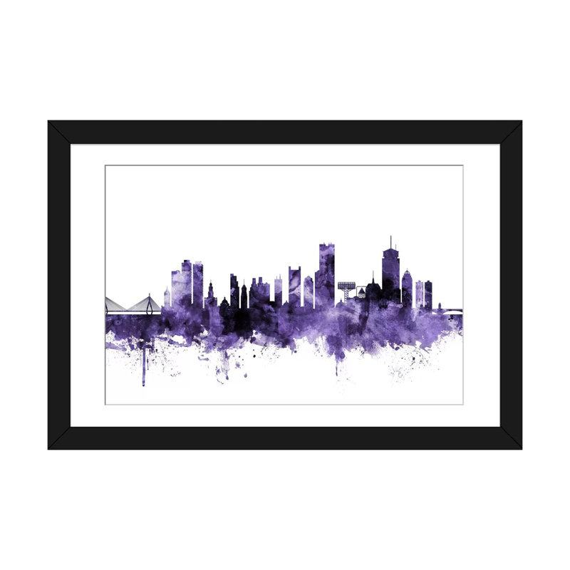 «Boston, Massachusetts Skyline I» par Michael Tompsett, impression sur toile tendue, H 16 po x l 24 po x P 1 po, Blanc