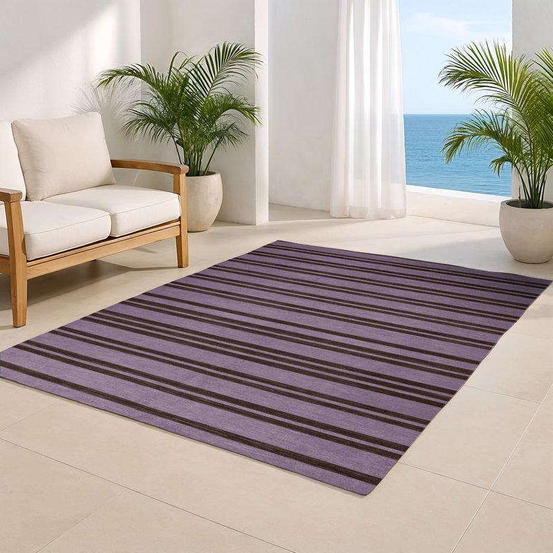 Tapis intérieur / extérieur rose HorizontalStripes, Rectangulaire 2 pi x 3 pi