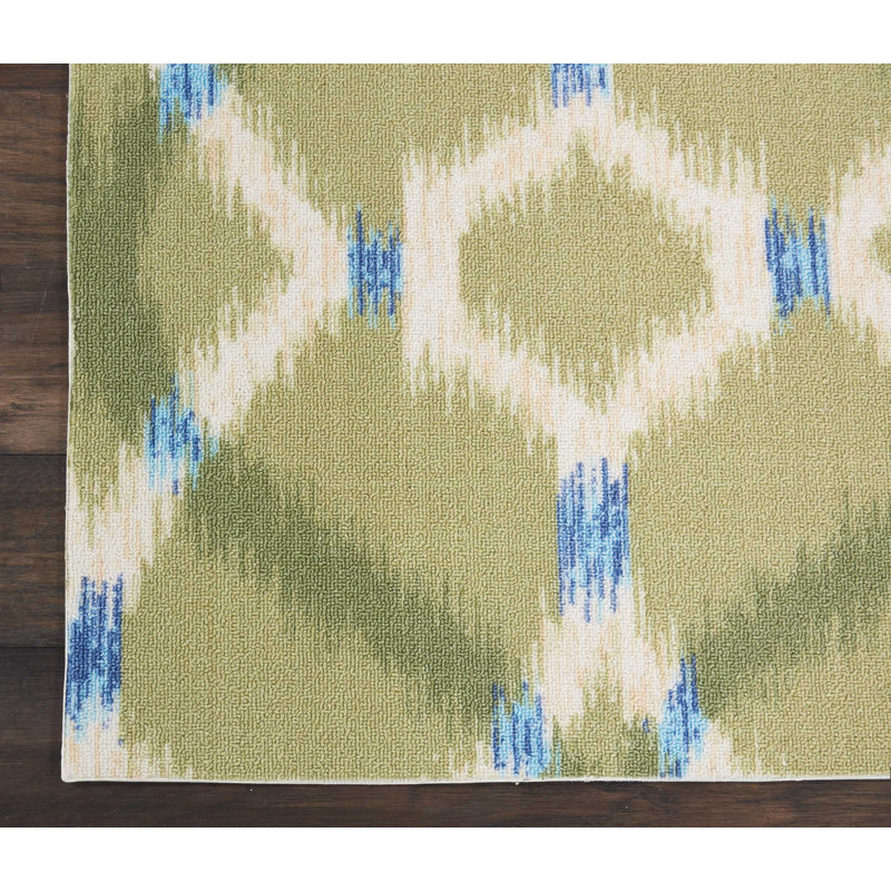 Tapis vert moderne Edythe, Tapis de couloir 2 pi 3 po x 8 pi