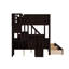Lit superposé simple au dessus d'un lit double avec tablettes, escalier de rangement et 2 tiroirs pour enfants-95924765