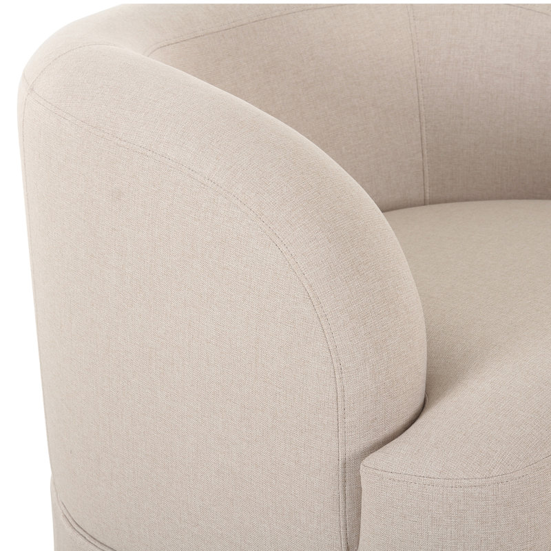 Milo Swivel Chair, Beige Polyester