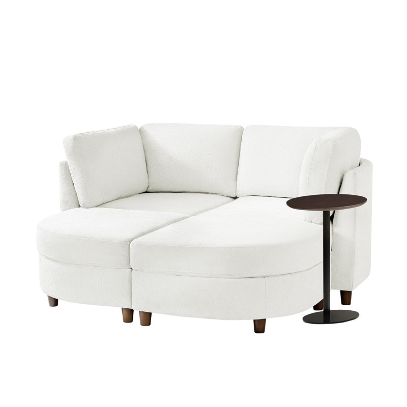 Taneiqua 145.54cm W Modern 2 Seater Chenille Sofa with Modular Design, Ivory