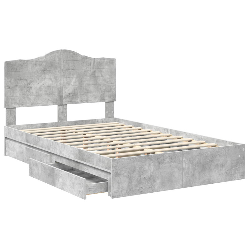 Bed Frame, Double (4'6), Concrete Grey