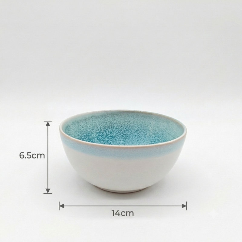 Reactive Blue Glaze Dinnerware Cereal Bowl 4pc Set 14cm
