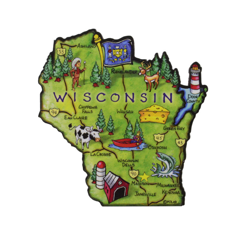 Aimant réfrigérateur géant wisconsin state artwood