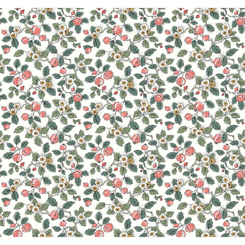 Framboise Pink Berry Vines Wallpaper, Pink