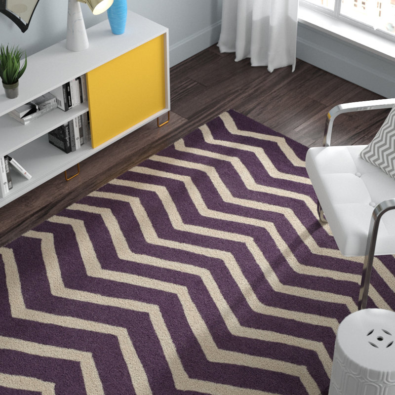Sanyla Hand Tufted Wool Chevron Rug, Rectangle 5' x 8'