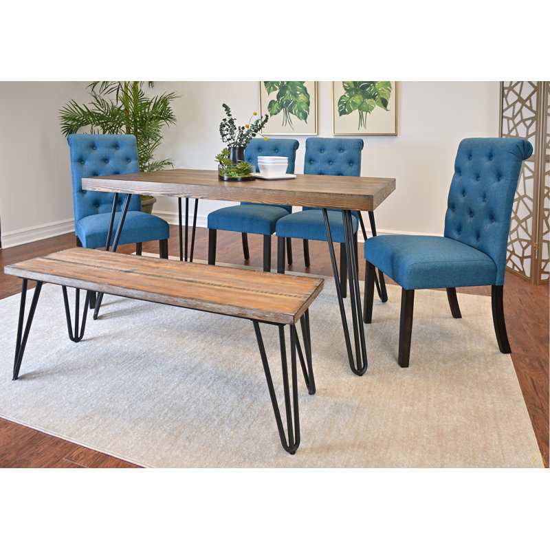 Ensemble de salle à manger, table à manger en épingle à cheveux avec chaises, 4 options de couleur, Beige
