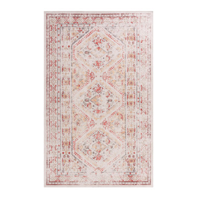 Washable Beige Area Rug 5' X 8', Low-Pile, Non-Slip, , & Pet , For Bedroom, Living Room, Kitchen, Dining Room 5X8 Rug, Machine Washable, Low-Pile Fibers, Non-Shedding, Foldable, Ornament Improvement