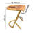 17 Inch Side End C Table, Natural Mango Wood Top with Drop Edge, Iron Gold Angled Frame