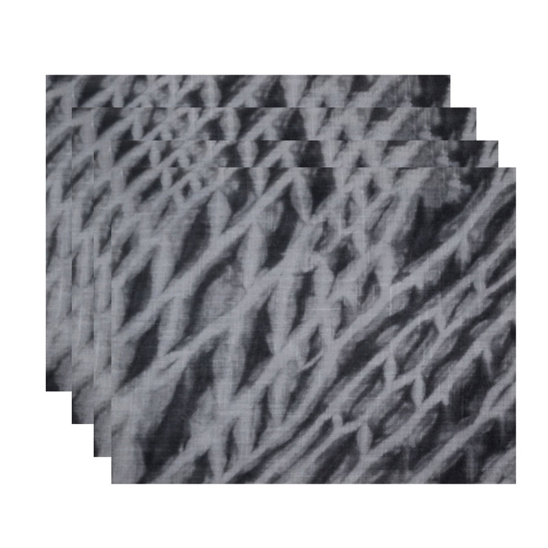 Ensemble de napperon à rayures 4 pièces grand Ridge shibori, gris