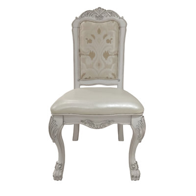 Side Chair 2 - , Foam, Padded Seat & Back, Button , 23.14 In. Width, 49.5 Depth, White Of 2 Chairs Synthetic Leather, , 20"
