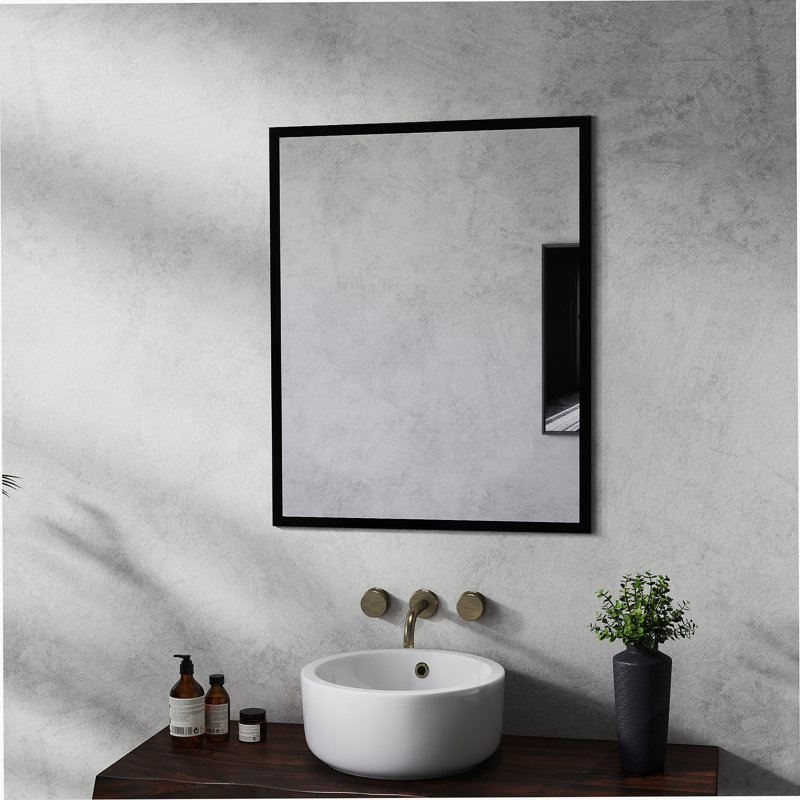 Miroir noir en aluminium durable de 24 pouces pour les salles de bain compactes, design élégant et moderne avec une réflexion claire