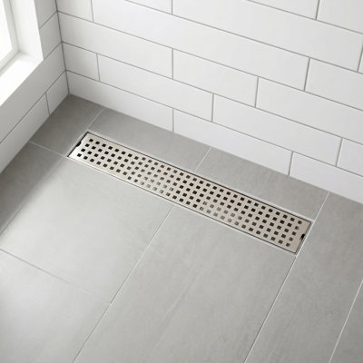 Modern Linear Grid Shower Drain With Hair Strainer And Lifting Hook For Bathroom Shower, Kitchen And Pool