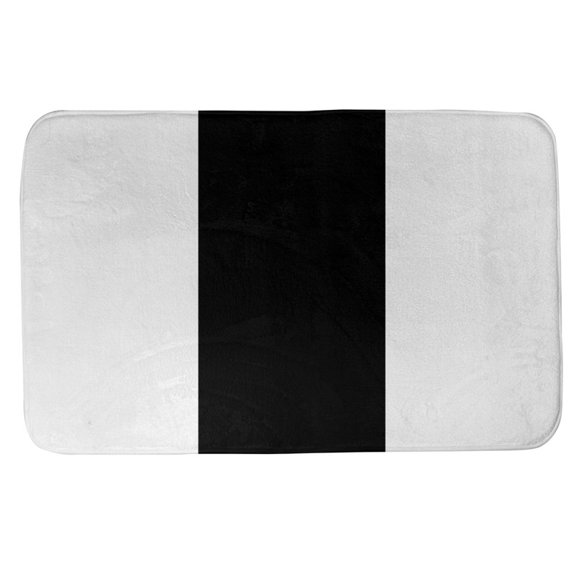 Memory Foam Non-Slip Bath Rug, 17" W x 24" L, White/Black Middle