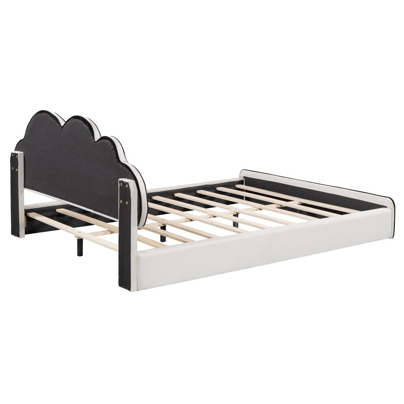 Lit plateforme tapissier avec tête de lit Cloud, Beige