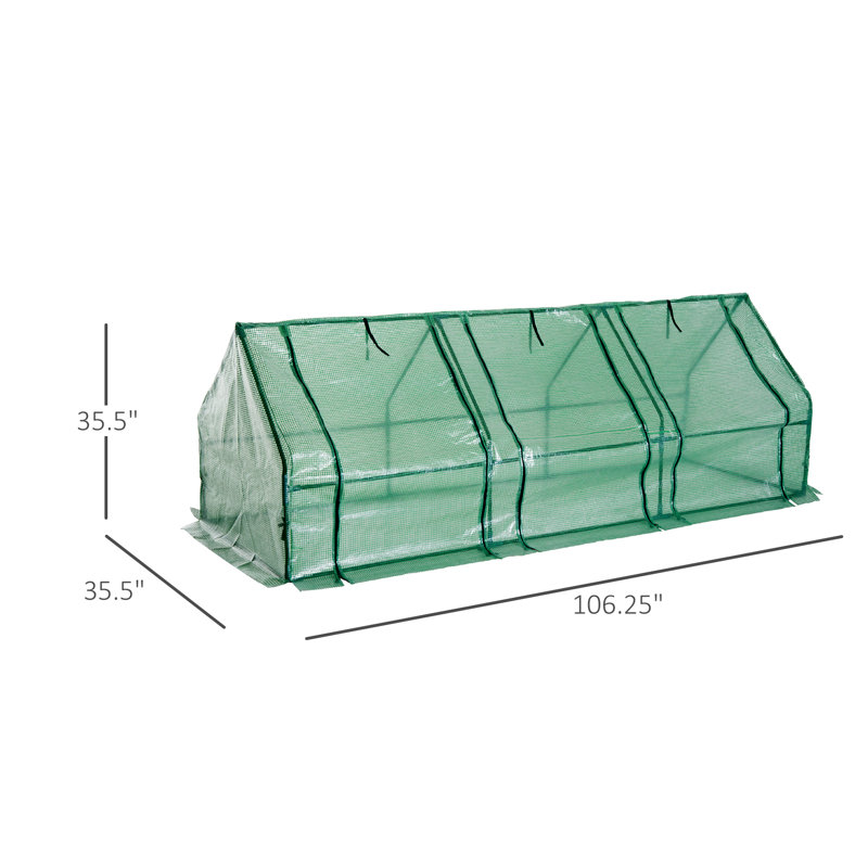Portable Mini Greenhouse Outdoor Garden with Large Zipper Doors and Water/UV PE Cover, 36, Green