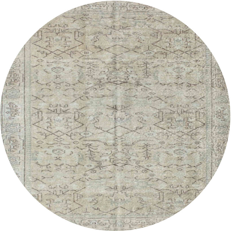 Tapis beige contemporain, Rond 4 pi