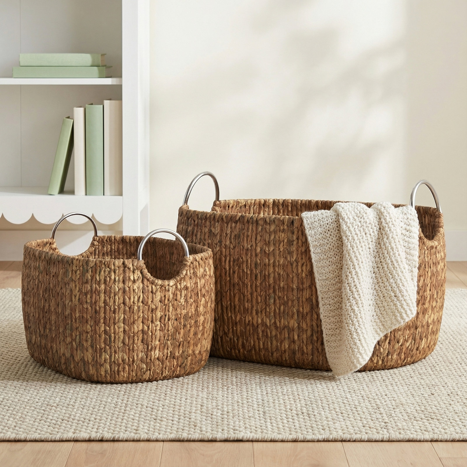 Handmade Coastal Wicker Decorative Basket - Set of 2