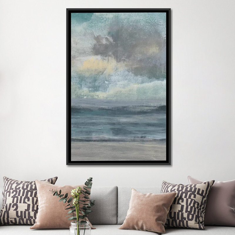 « beach rise i », impression sur toile, H 26 po x l 18 po x P 1,5 po, Toile avec cadre noir, Pas de tapis