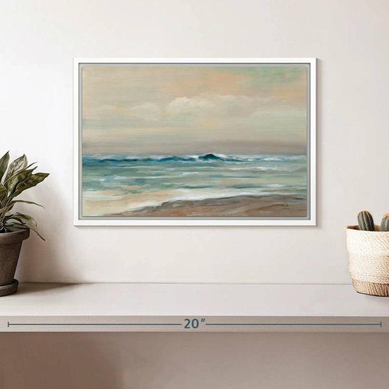 Chuchotement des vagues de l'océan, Cadre flottant blanc, 13 po x 9 po