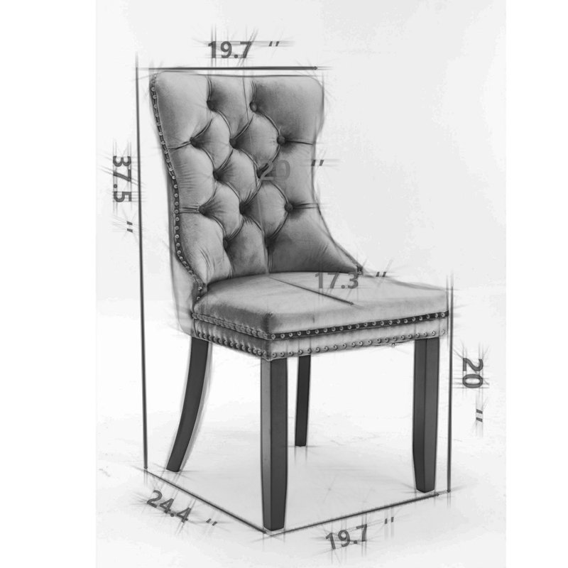 Chaise d'appoint rembourrée en velours Glenora, Noir, Or
