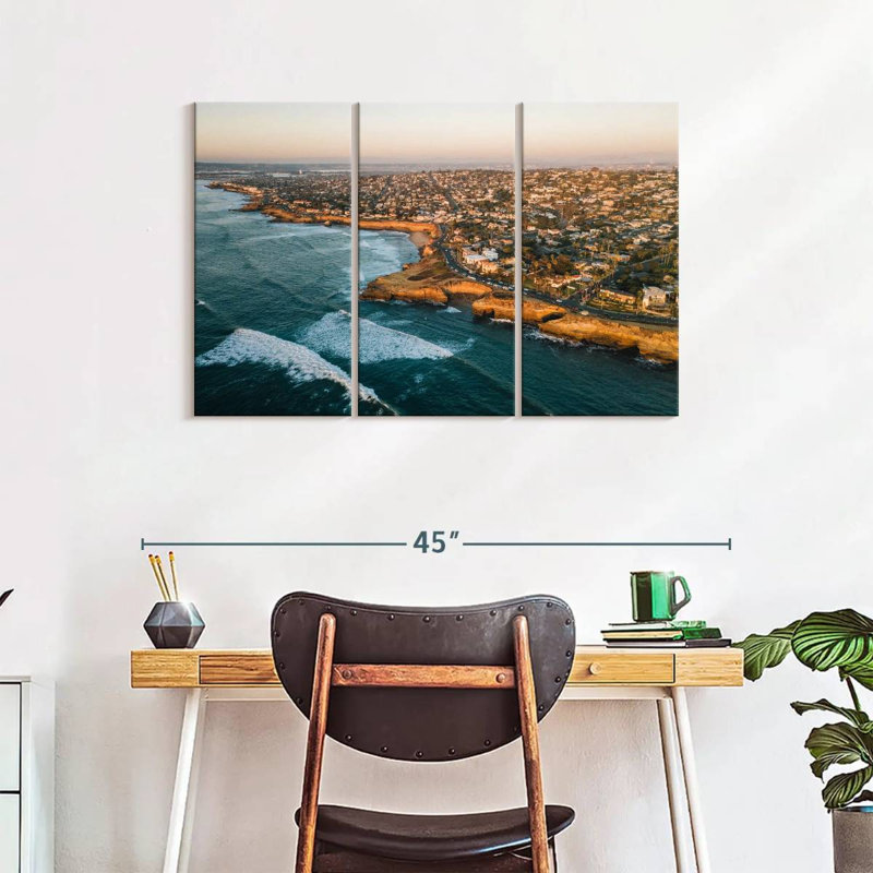«Coast Of San Diego», reproduction d'art sur toile, H 24 po x l 38 po x P 1,25 po