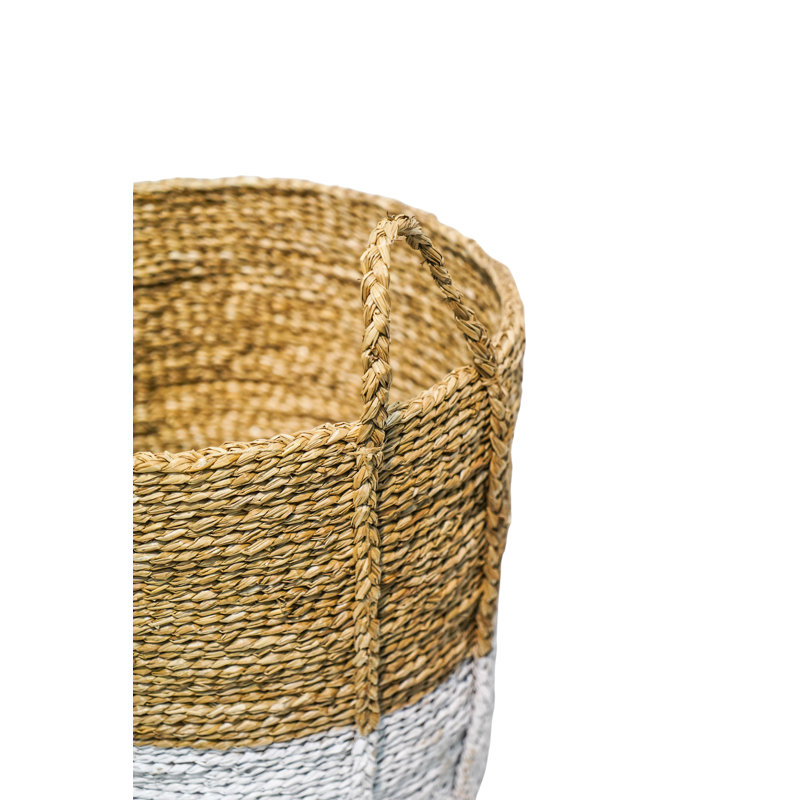 Seagrass Log and Kindling Basket Set, Seagrass/White