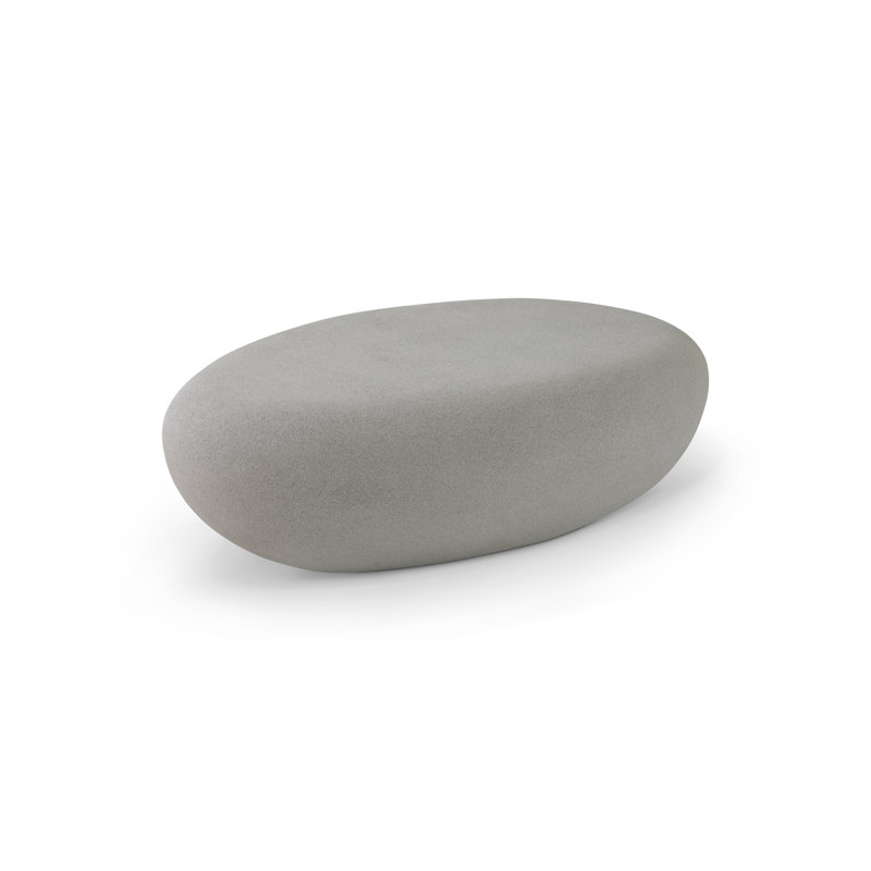 River Stone Drum Coffee Table, 16" H x 54" L x 34" W, Charcoal Stone