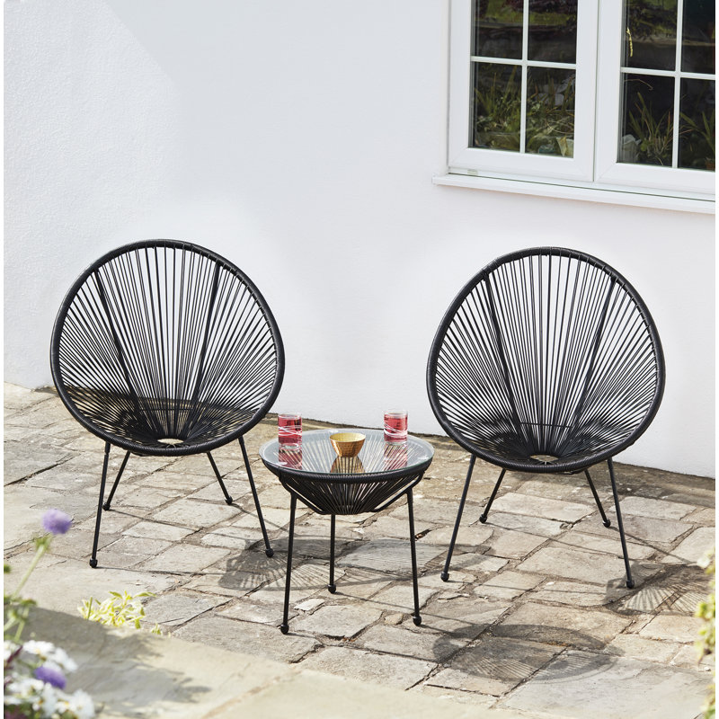 Neetu 2 - Person Patio Dining Set Round Table, No, Black