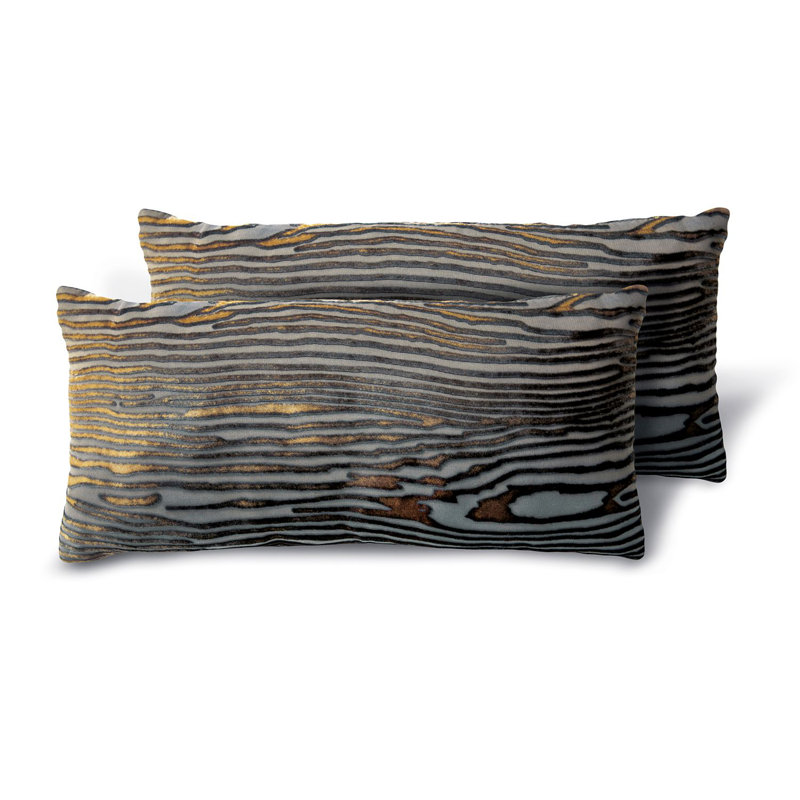 Heirloom Abstract Down Reversible Throw Pillow, Scallion, Rectangle 12"H x 24"W