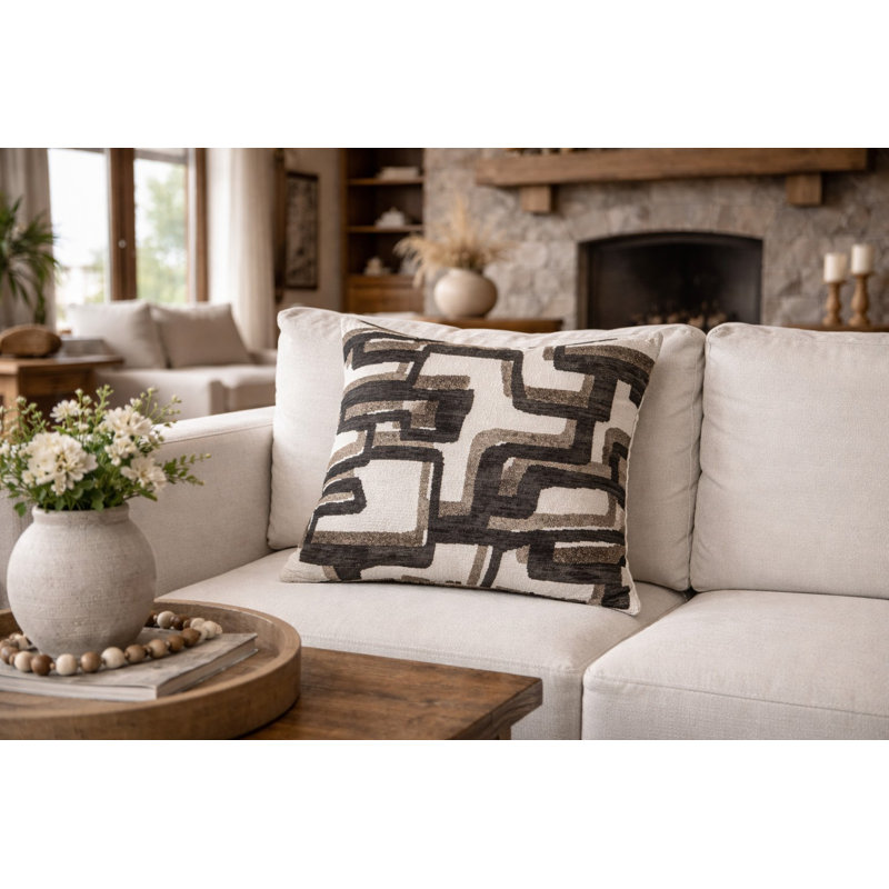 Coussin brun Rimini, Brown Abstract