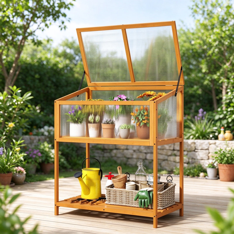 Raised Cold Frame with Shelf