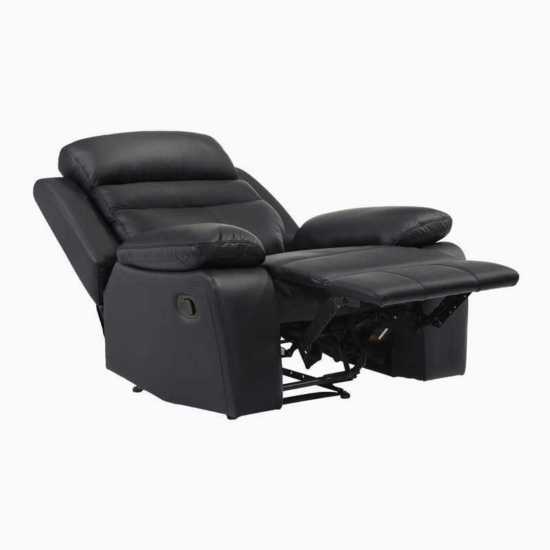  Kaniel 41" Modern & Contemporary Top Grain Leather Reclining Chair with Tab Pull Reclining Motion & Metal Reinforced Seat