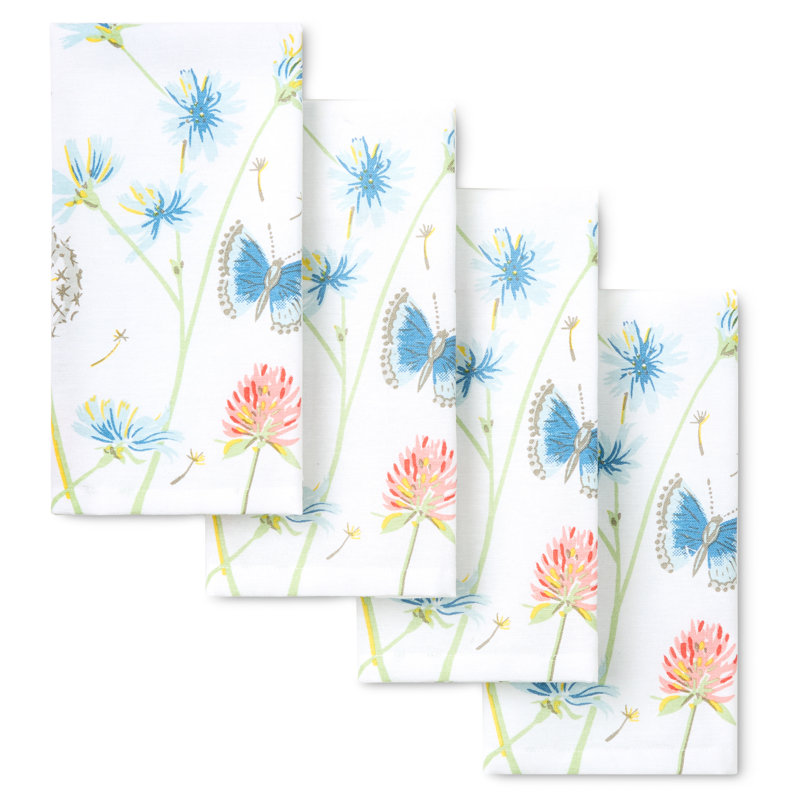 FIESTA Breezy Floral Napkin Set, White/Blue/Pink, 19" 4-Pack