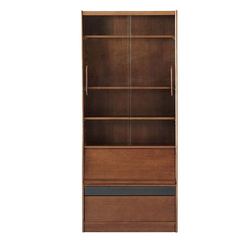 Brown Solid + Manufactured Wood + Glass Display Cases