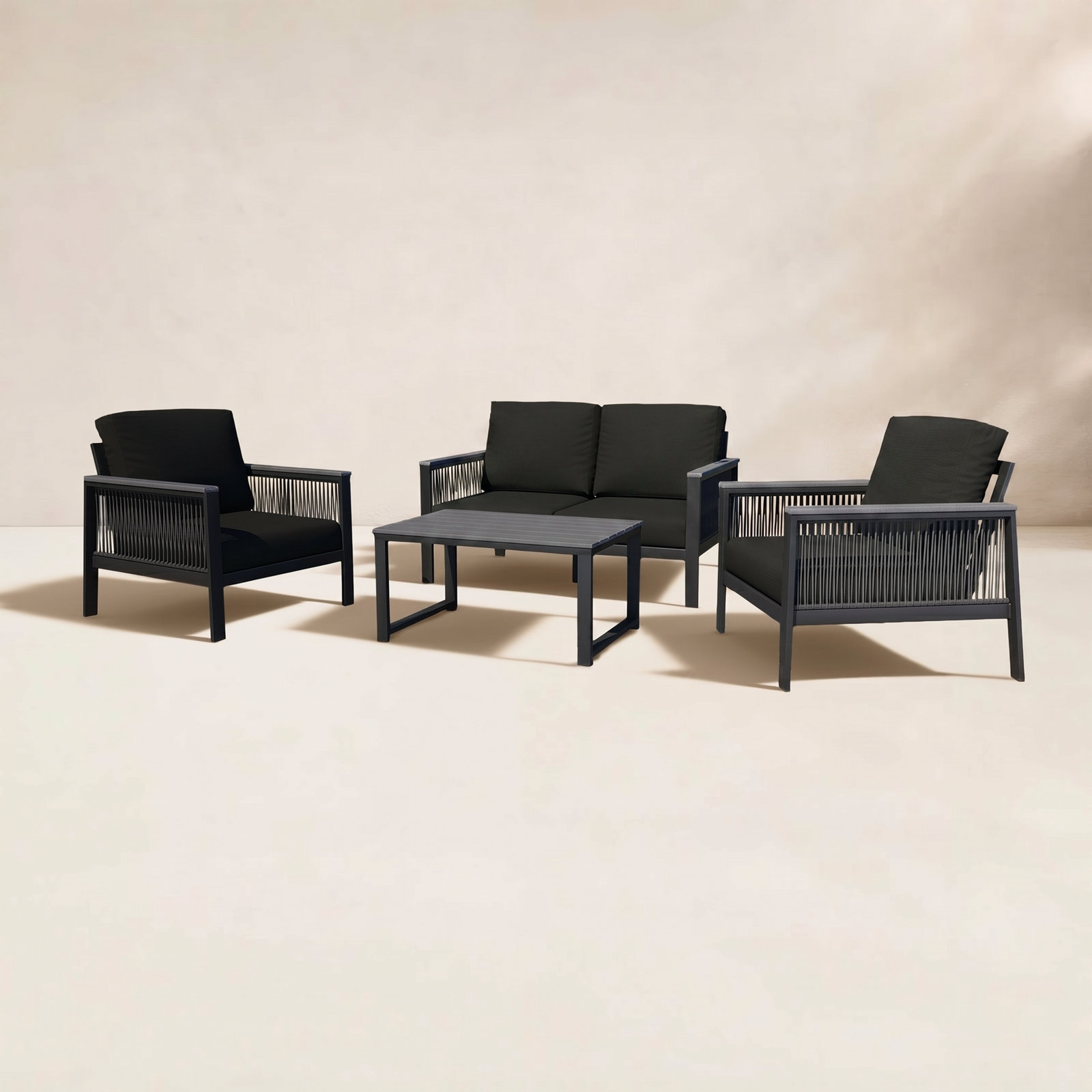 Townsend 4-Person Patio Seating Group, Canvas Black