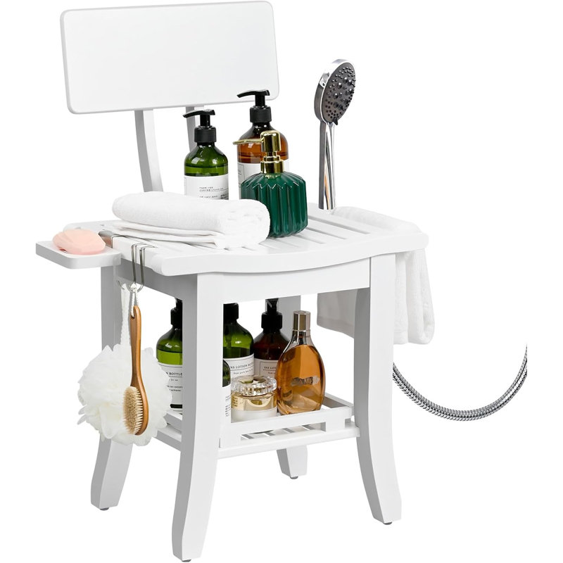 Chaise de douche en bambou pour douche intérieure, adaptée aux aînés et aux personnes handicapées