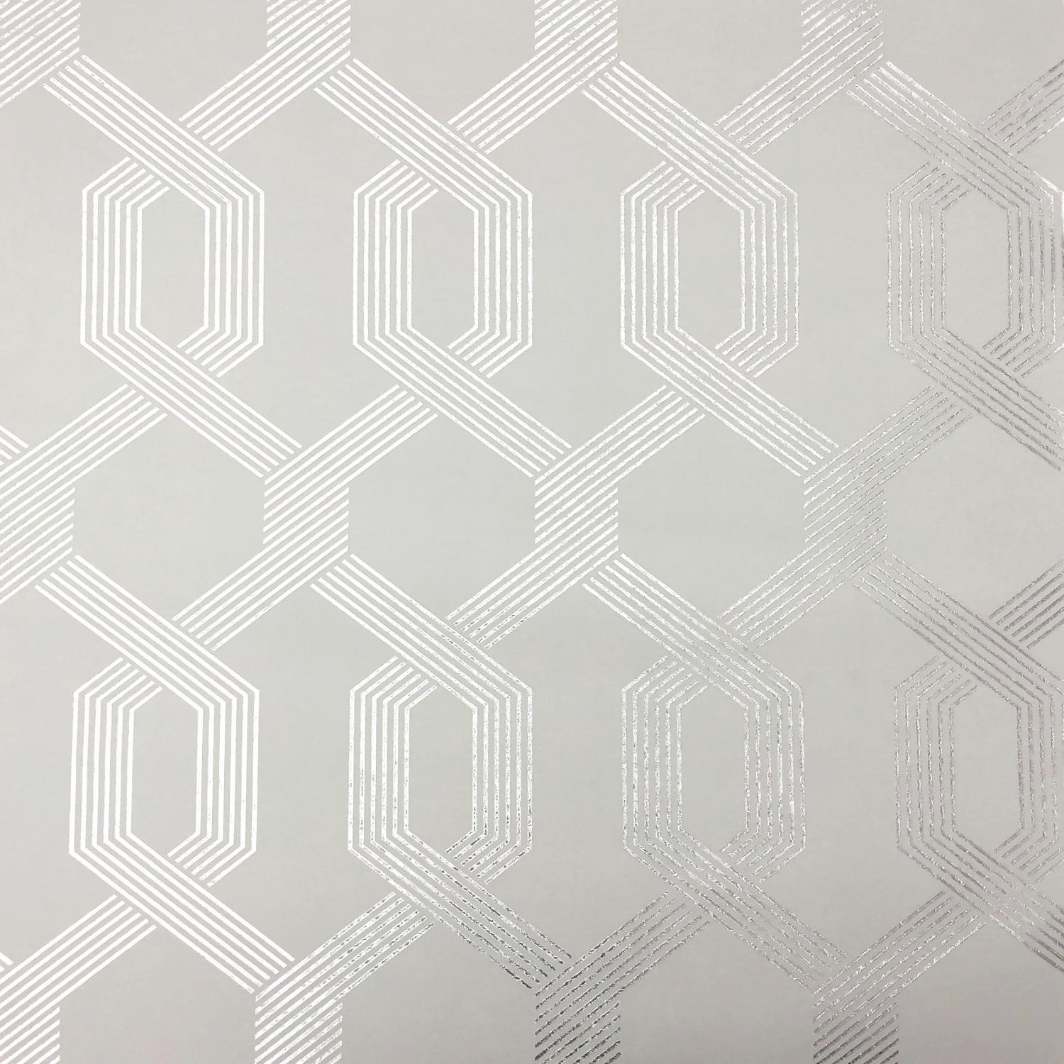 Mid Century Mid-Century Geometric Wallpaper, Light Gray/Silver