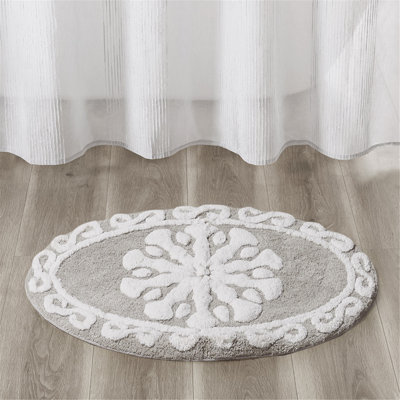Tapis de bain rond en coton touffeté