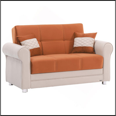 Upholstered Convertible Loveseat With Storage