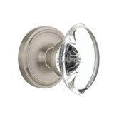 Classic Rosette with Oval Clear Crystal Door Knob