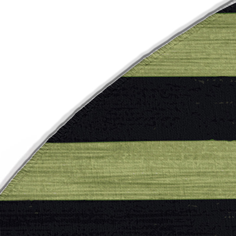 HorizontalStripes Green Indoor and Outdoor Area Rug, Round 5'